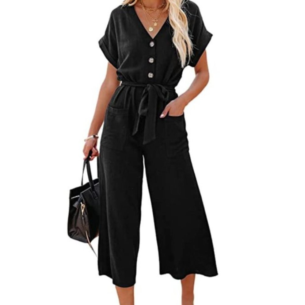 NEW Acelitt Women's Ladies Casual V Neck Short Sleeve Romper